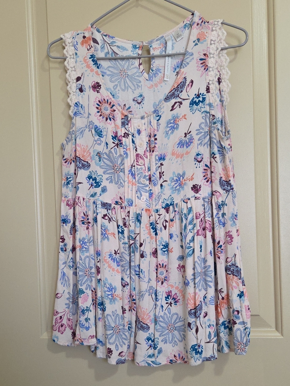 LC Lauren Conrad Floral Lace-Trim Sleeveless Dress - Pink, Blue & Purple